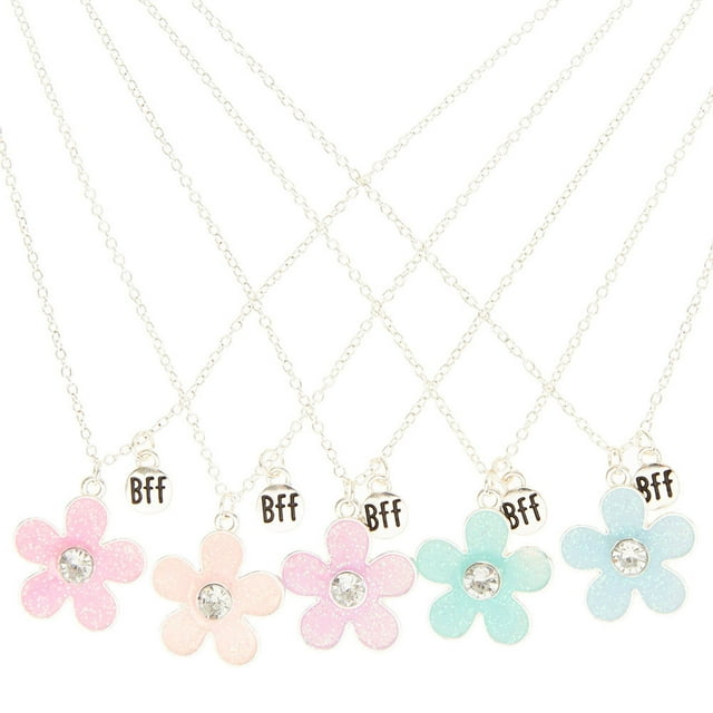Claire's 5 Piece Best Friends Flower Pendant Enamel Necklace Set ...