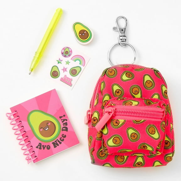 Claire's Accessories Stationery Kit with Pink Avocado Theme Includes Backpack, Little Notebook, and More
