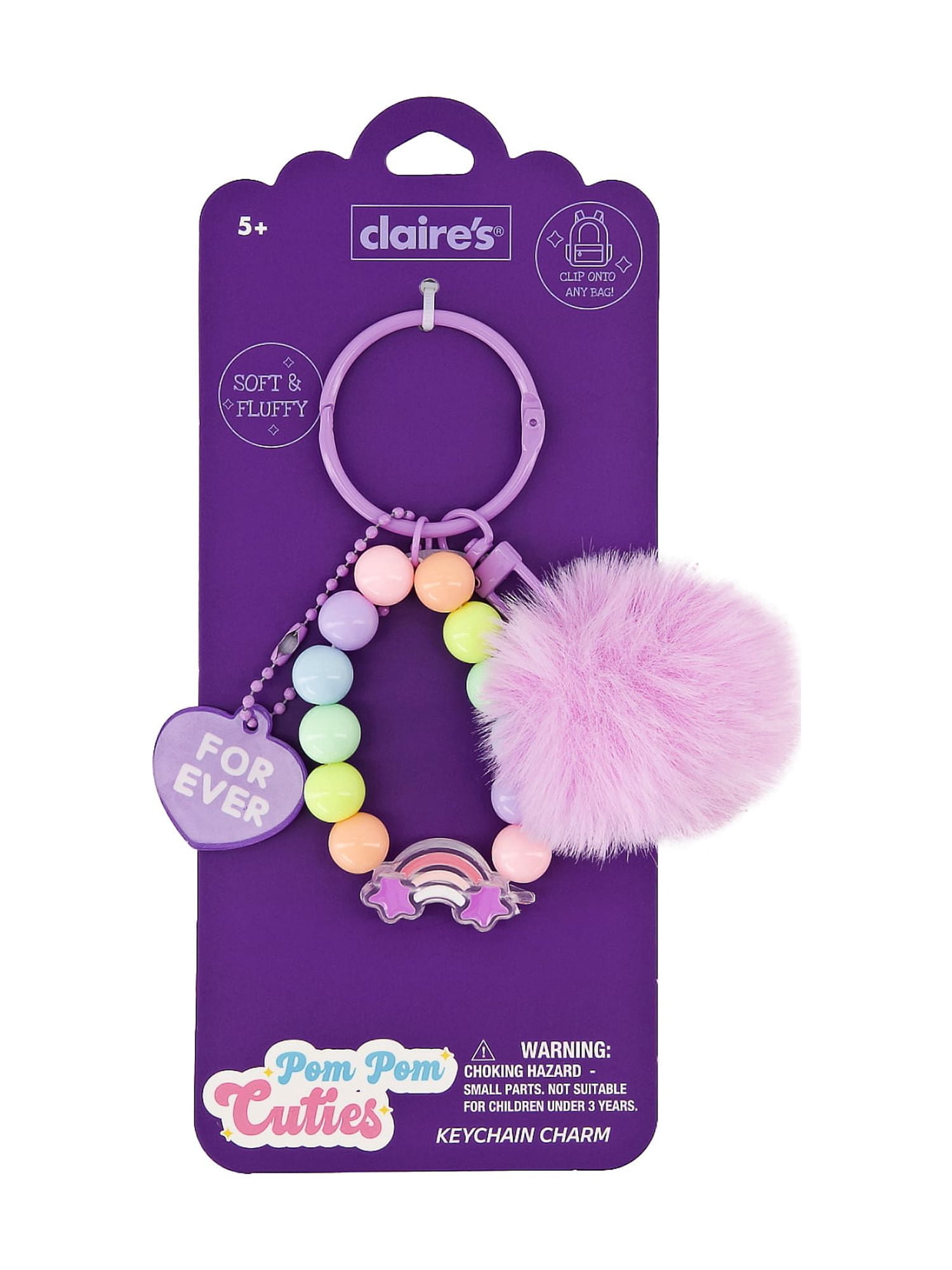 Claire's Bag Charm - Forever Purple Pom