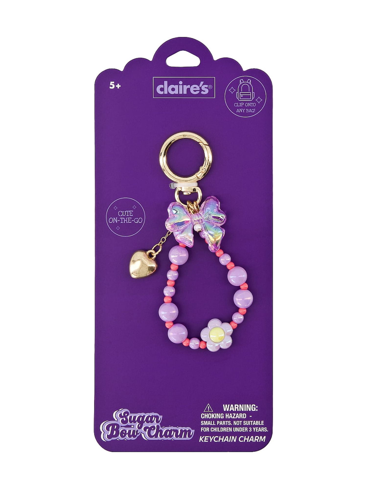Claire's Bag Charm - Purple Bow