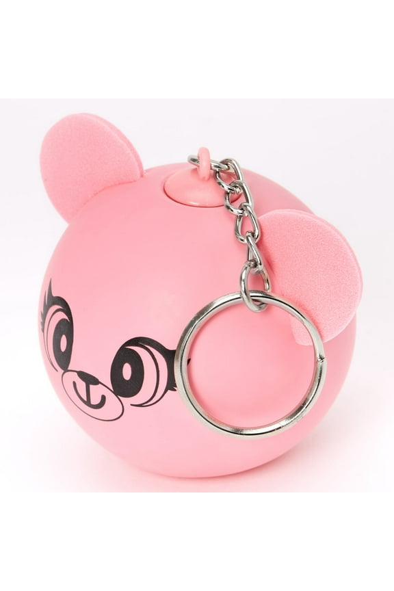 Bear Stress Ball Keychain - Pink, Metal