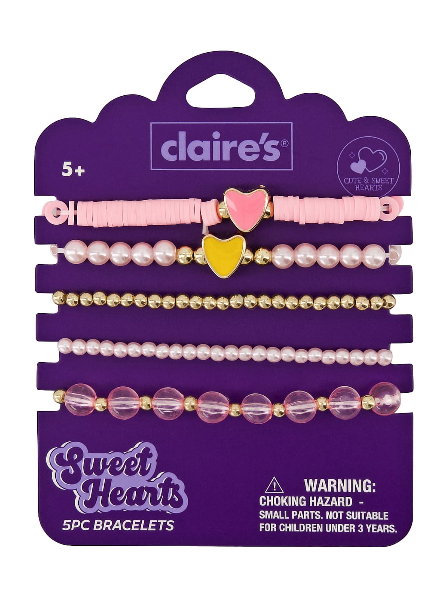 Claire's Best Friends Bracelet Set - Hearts, 5pcs