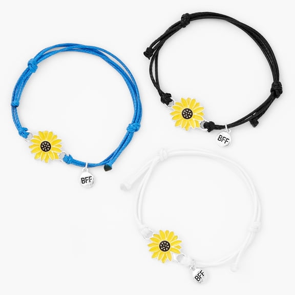 Claire's Best Friends Sunflower Adjustable metal Bracelets for tween, teen, adult (3 Pack)