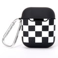 thumbnail image 1 of Claire's Black & White Checkered Silicone Earbud Case Cover - Compatible with Apple AirPods®, 1 of 2