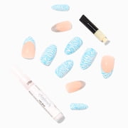 Claires Blue Zebra Stiletto Vegan Faux Nail Set 24 Pack