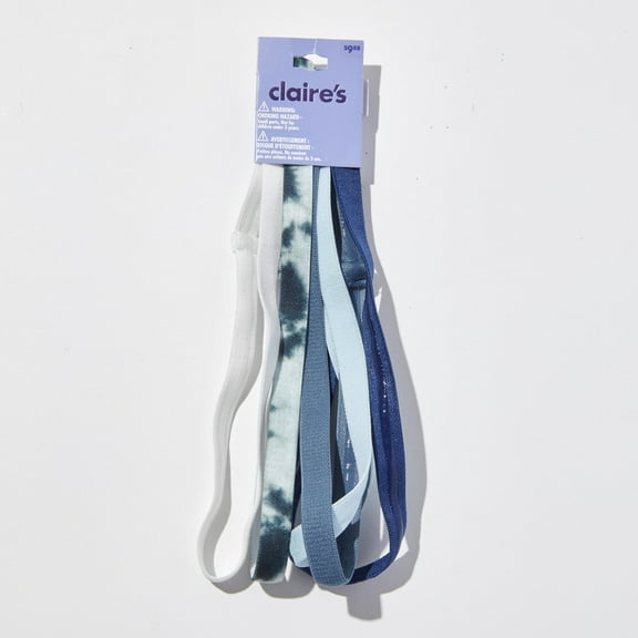 Claire's Blue and White Grip Sport Headbands, 5-Pack