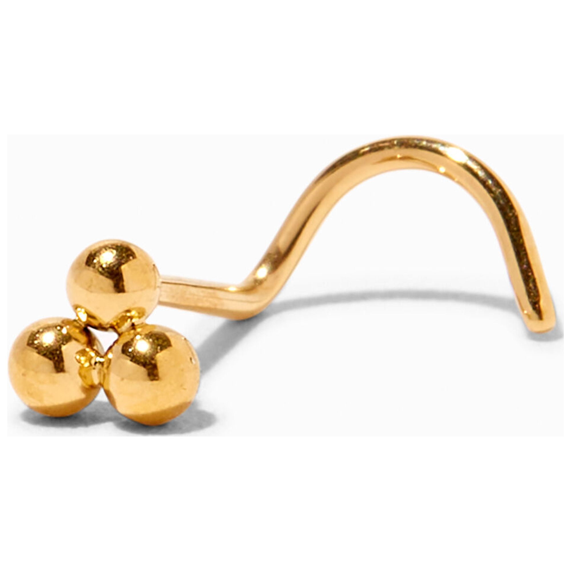 Claire's Body Jewelry Titanium Nose Stud Gold Tri-ball Design