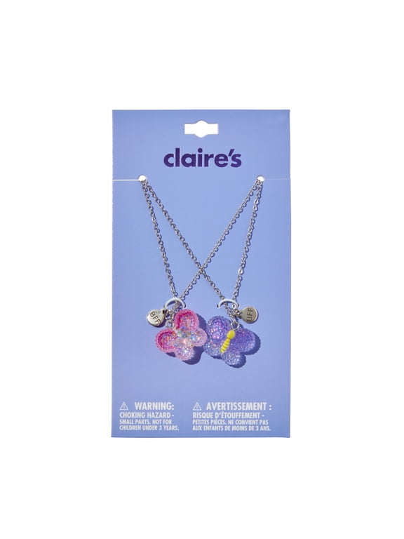 Children's Best Friends Forever Ombré Butterfly Charm Necklaces, 2-Pack