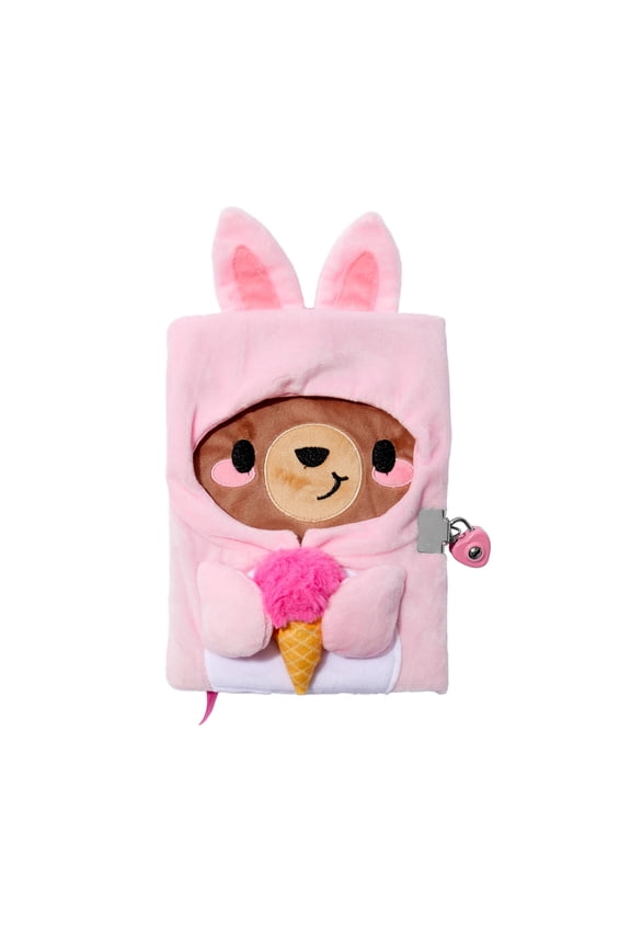 Children's Pink Bear Dressed up as a Bunny Diary - Lock and Key, 100 Pages