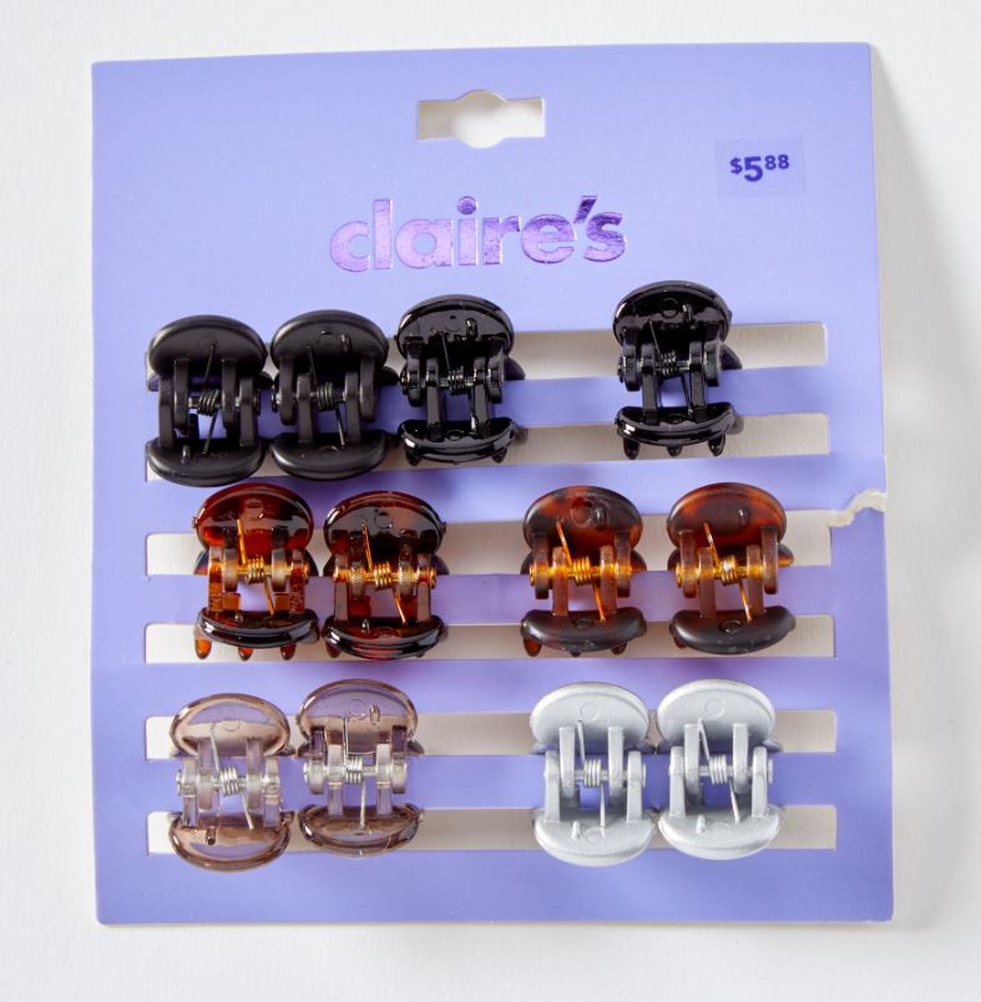 Claire's Classic Basic Mini Hair Claws, 12Pack