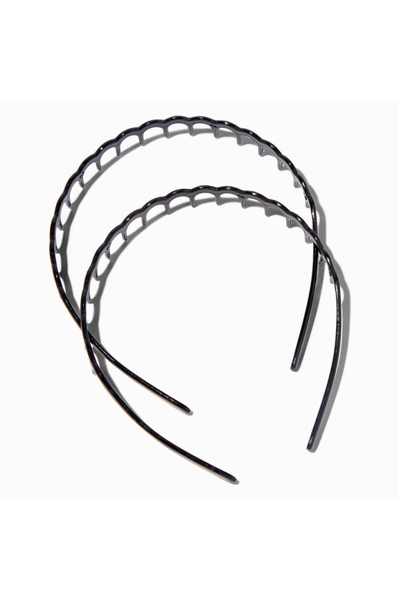 Classic Black Scalloped Design Headband, Womens Fashion Accessory for Zigzag Lovers and Headband Enthusiasts, Ideal Headbands for Women, 2-Pack