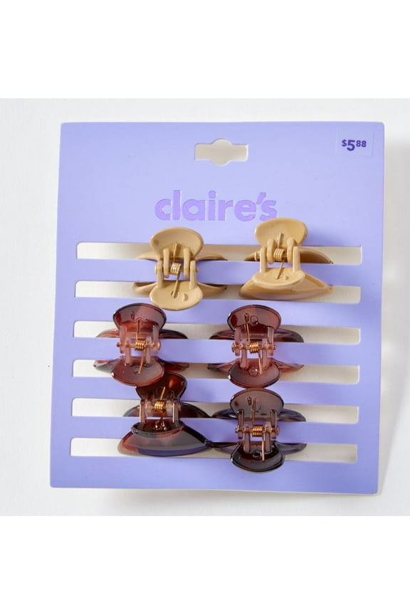 Classic Everyday Mini Neutral Resin Hair Claw Clips, 6-Pack