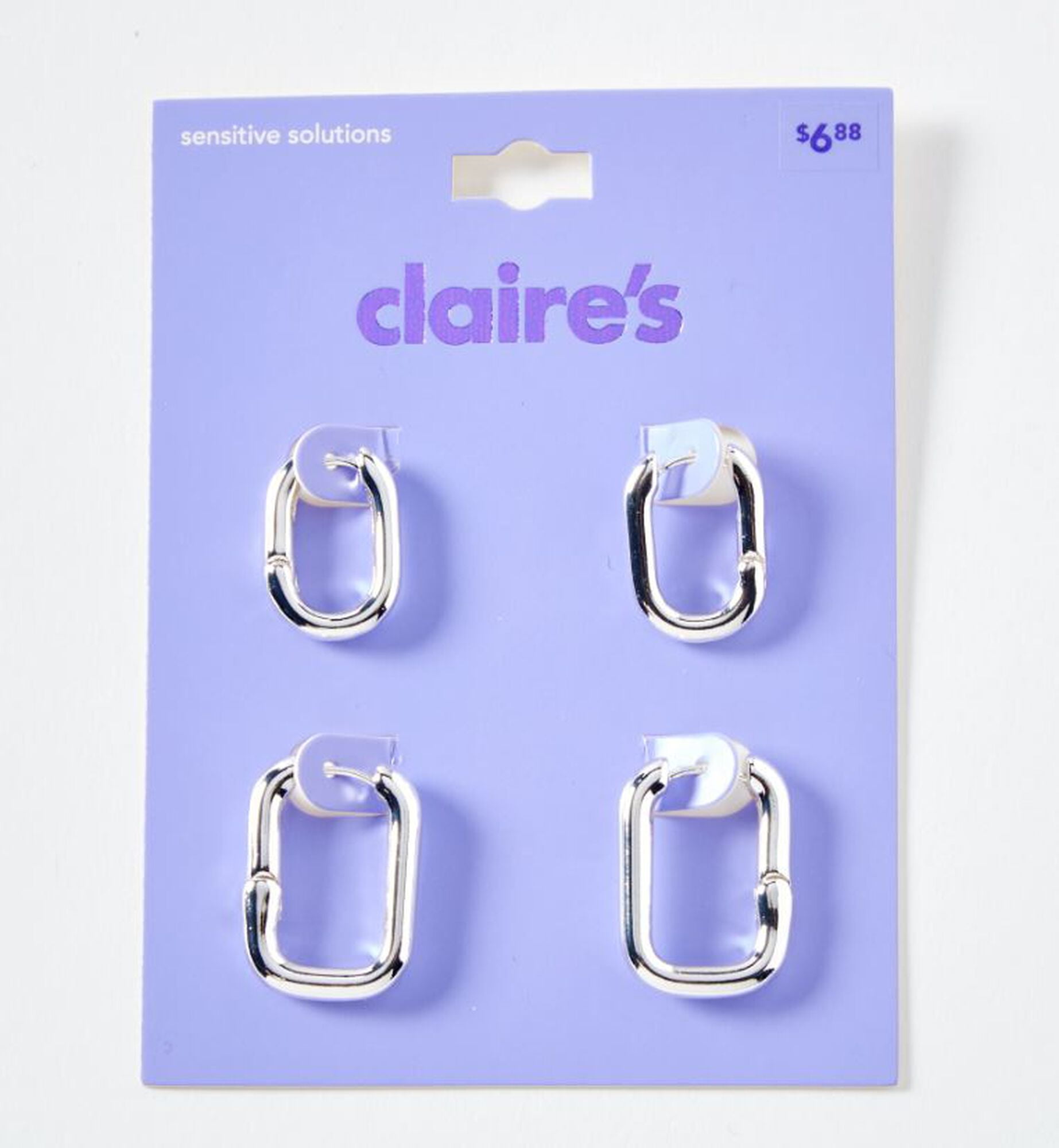 Clip Earrings Claire's Silver Hoops Silver 30MM Crystal Hoop