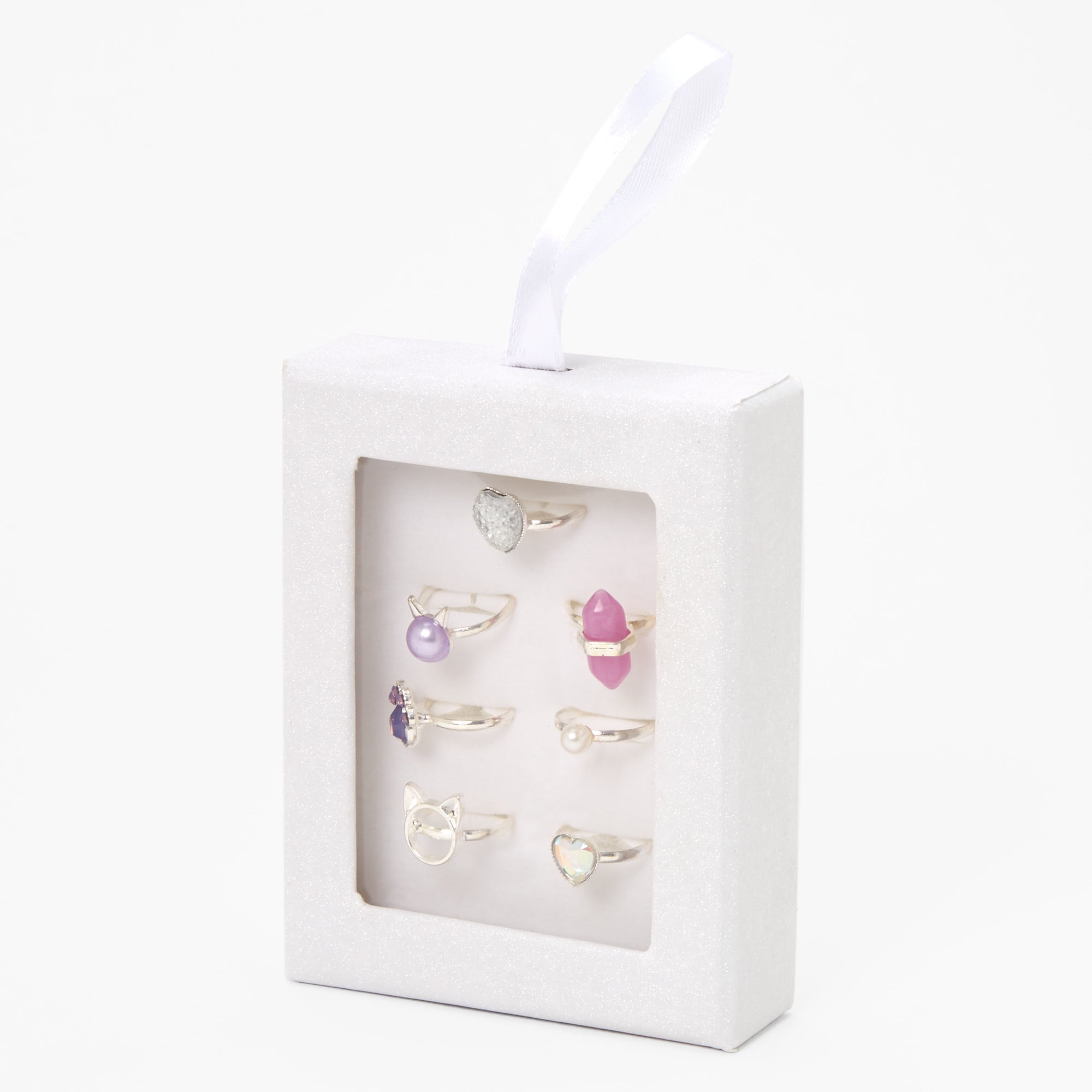N Cat Rings Claire's Club Tween Girls' Adjustable Cat Rings - Lilac, 7 Pack Gift ...