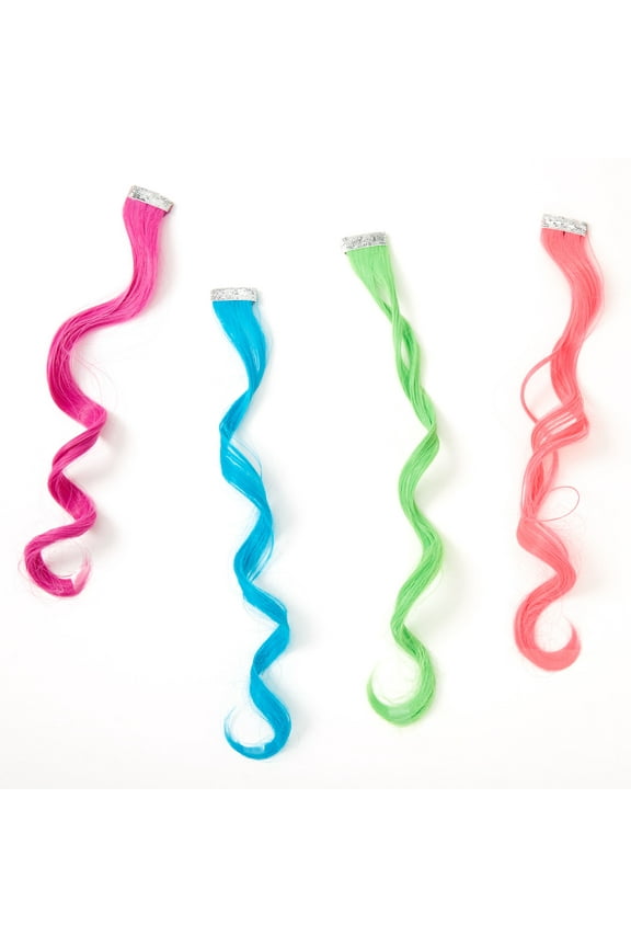 Club Neon Faux Hair Clip in Extensions - 4 Pack, Female, Adult