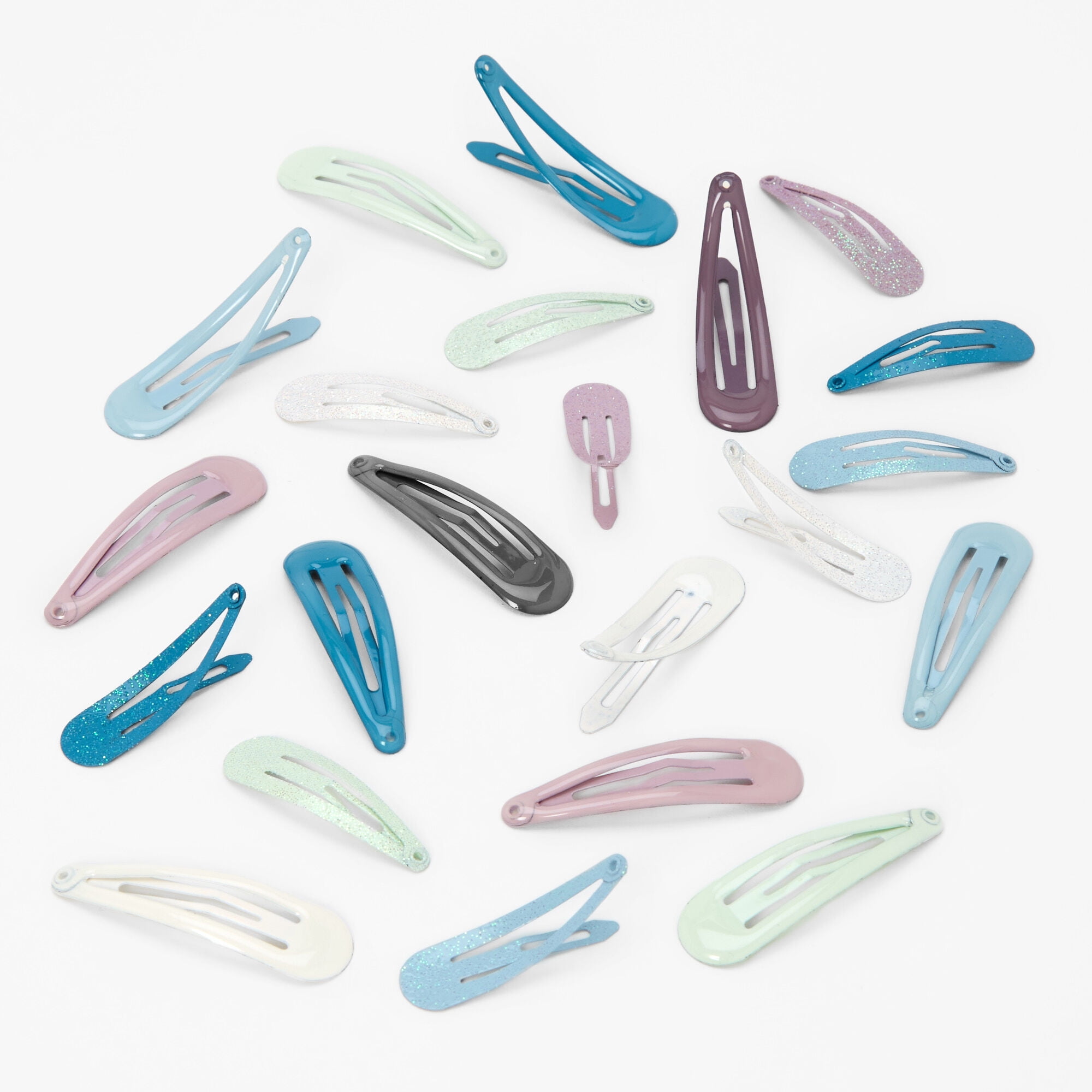 Blue Color Clips Claire's Cool Blue Multi Size Frost Snap Hair Clips - 22 Pack - Walmart.com