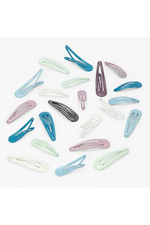 Cool Blue Multi Size Frost Snap Hair Clips - 22 Pack