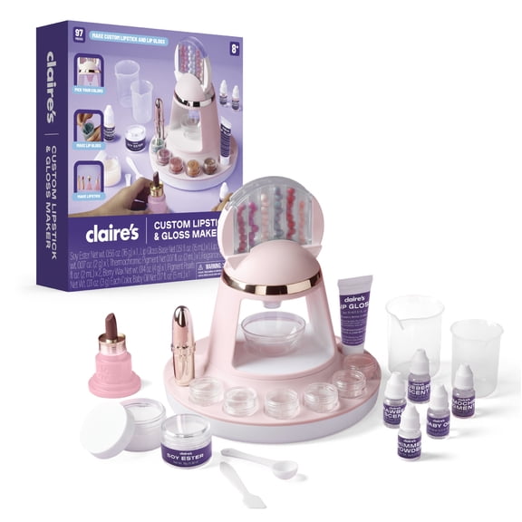 Claires Custom Lipstick & Gloss Maker, DIY Makeup Kit, Cosmetic Making, Lip Gloss for Teens & Girls