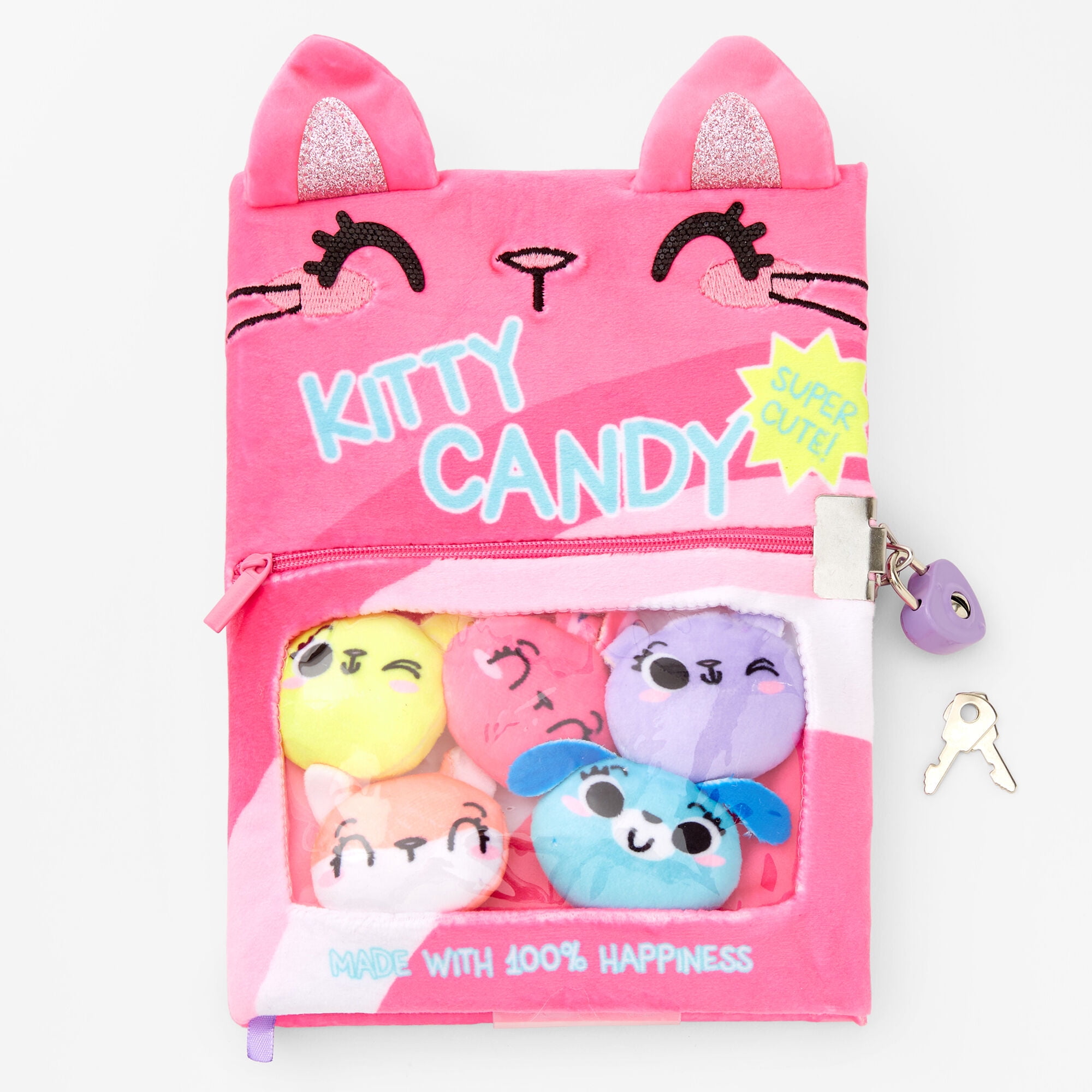 Claire's Diary With Lock For Girls | Kitty Candy Furry- Kids Journal ...