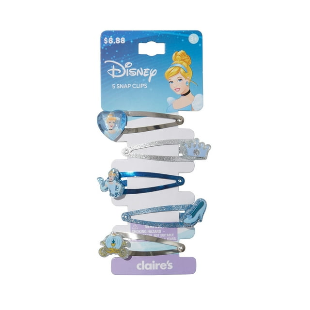 Claire's Disney Cinderella Glitter and Sparkle Hair Clips with Charms, 5-pack