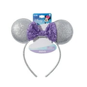 CLAIRE'S Disney Classic Silver Sparkle and Purple Sparkle Bow Ears Headband