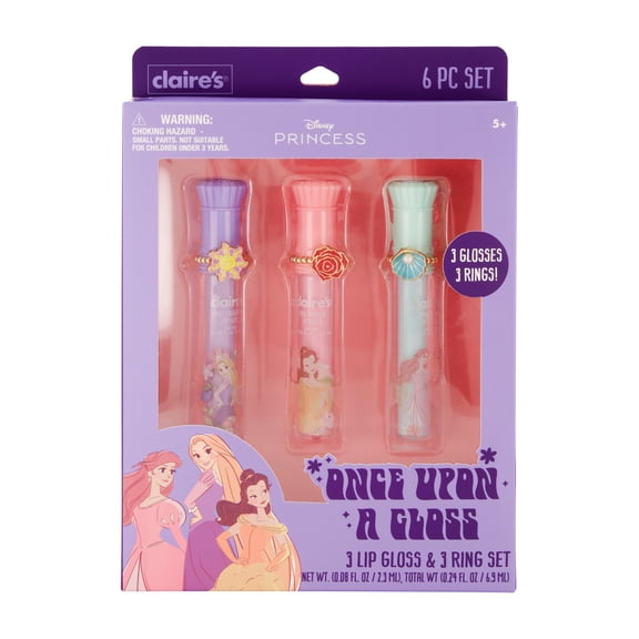 Claire's Disney Lip Ring Set - Once Upon a Gloss 6 Pcs