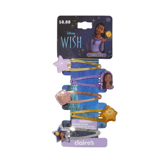 Claire's Disney's "Wish" Themed Decorative Charm Hair Snap Clips, 5-Pack, Children's