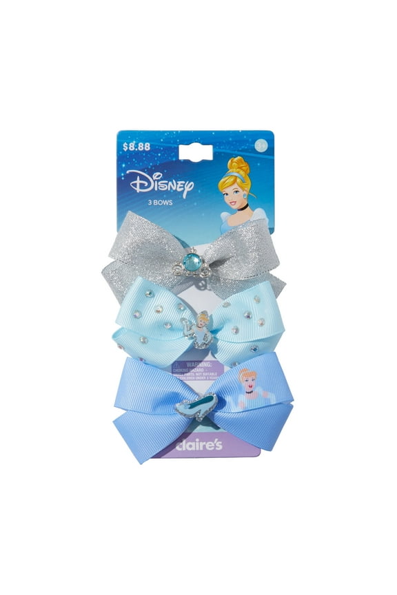 Disney's Cinderella Glitter and Sparkle Hair Clip Bow Set, 3-Pack, Children's