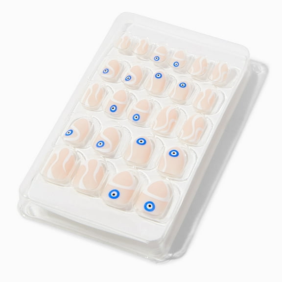 Claire's Evil Eye Swirl Stiletto Press On Vegan Faux Nail Set - 24 Pack