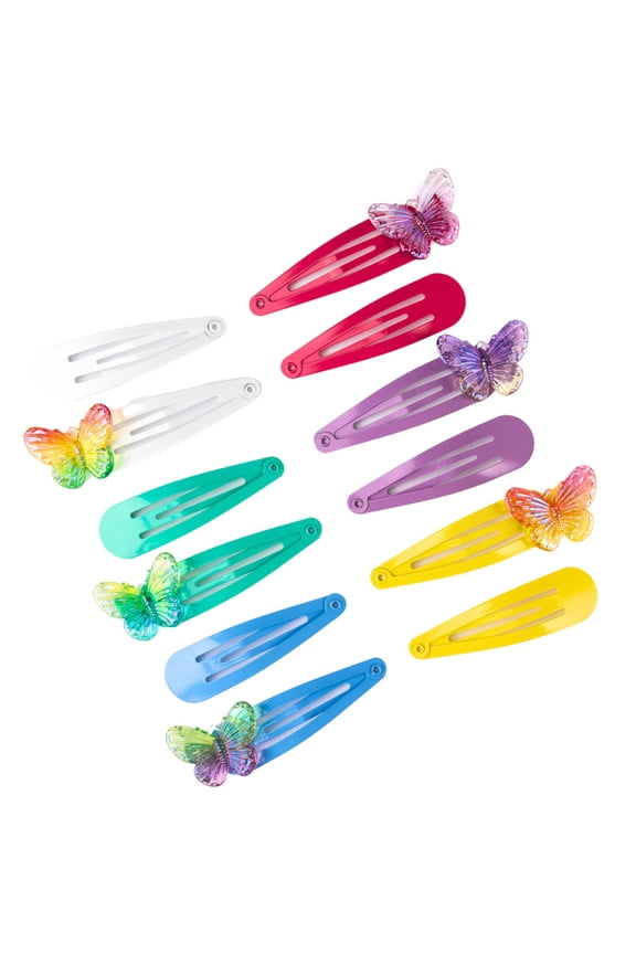 Floral Snap Hair Clips, Featuring Classic Multi-Colored Style, and Whimsical Butterfly Design, Make Ideal Hair Accessories for Fine Hair, 12-Pack