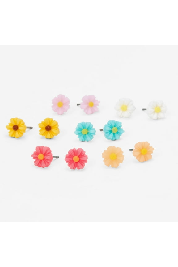 Floral Stud Earrings (6 Pack)