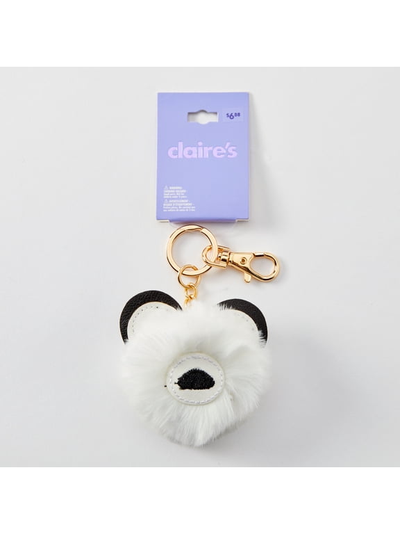 Fuzzy White Bear Keyring