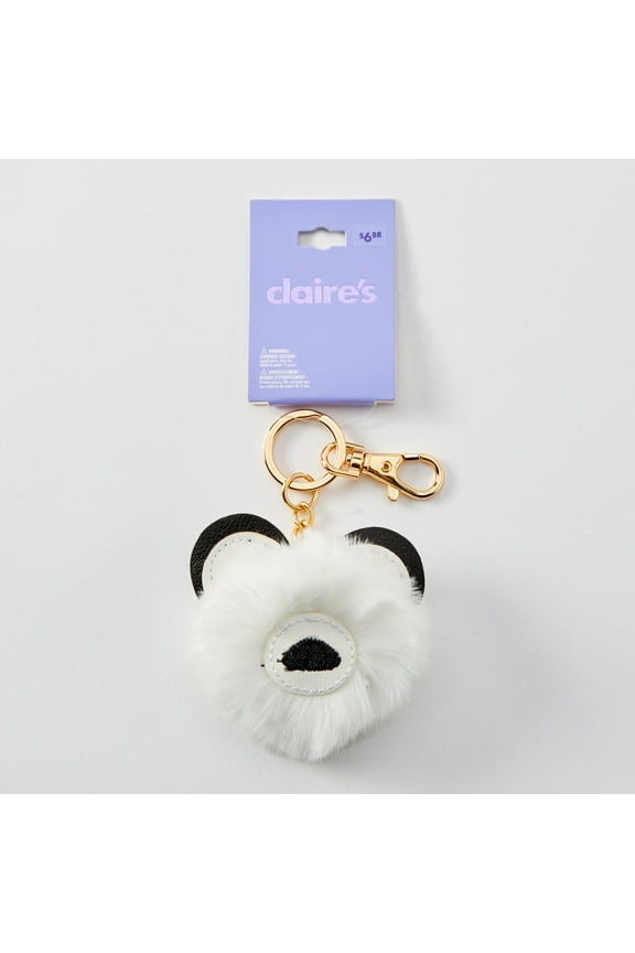 Fuzzy White Bear Keyring