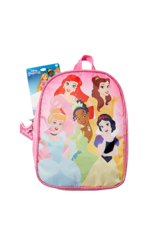 Girl's Glittery Disney Princess School Backpack, Multicolor