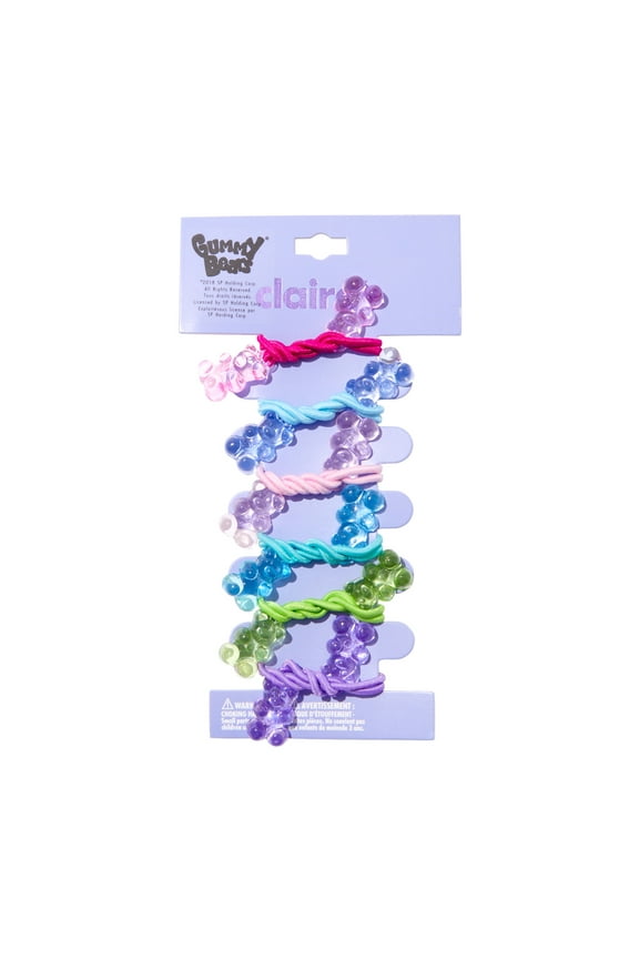 Girl's Multicolor Gummy Bears Ponytail Holder Hair Ties, 6 Packs, Children's