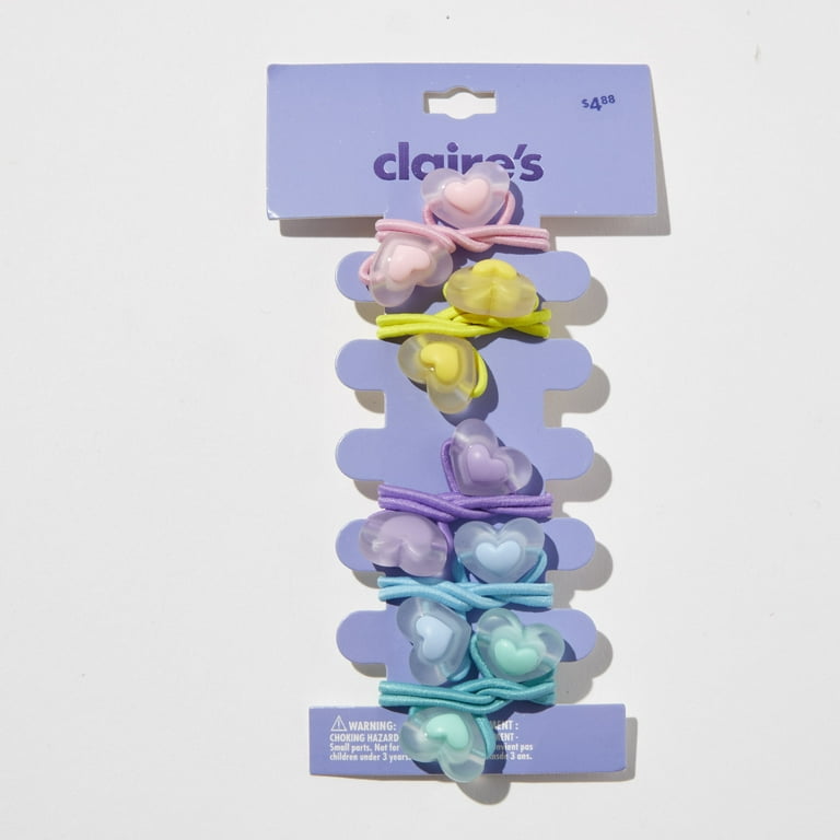 Claire's Girl's Pastel Bobble Heart Ponytail Holder Hair Ties, 10