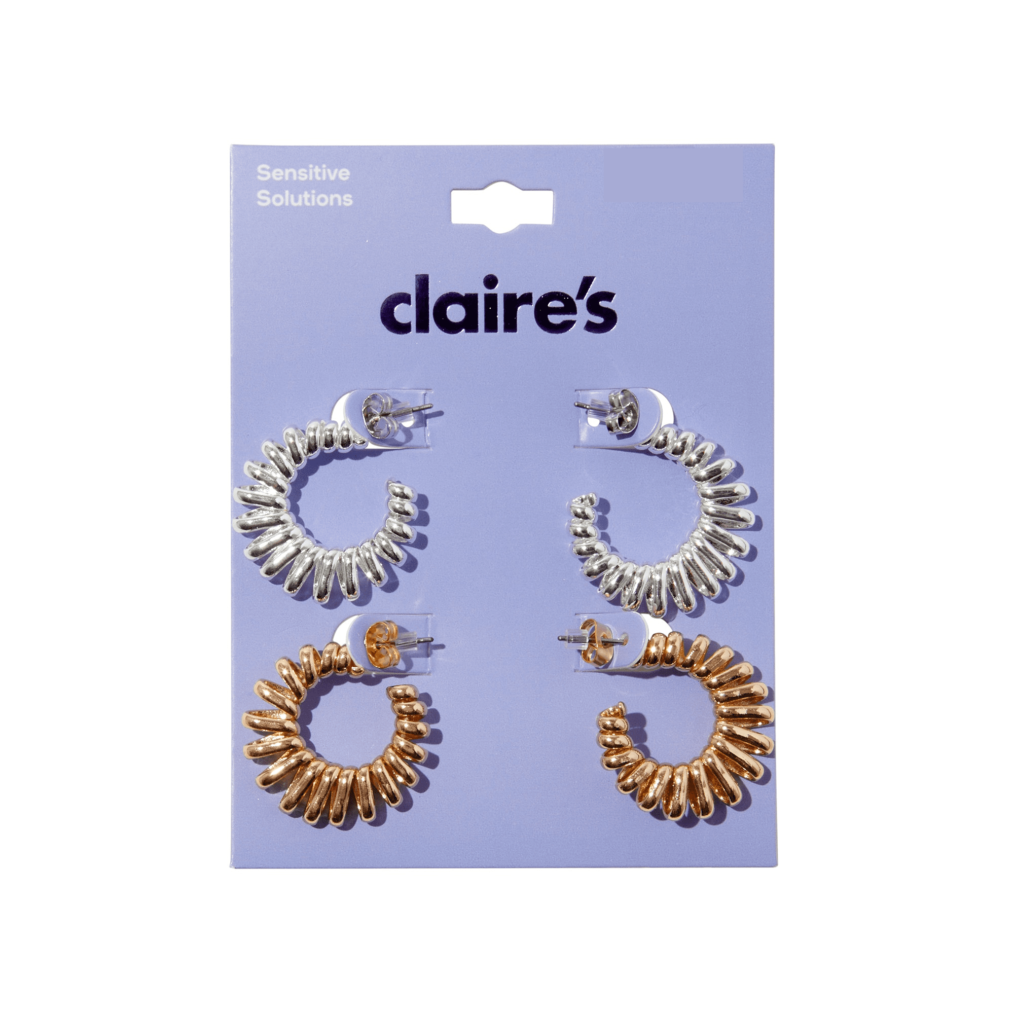 Claire's Teen Girls Gold and Silver Spiral Post Hoop Earring Set