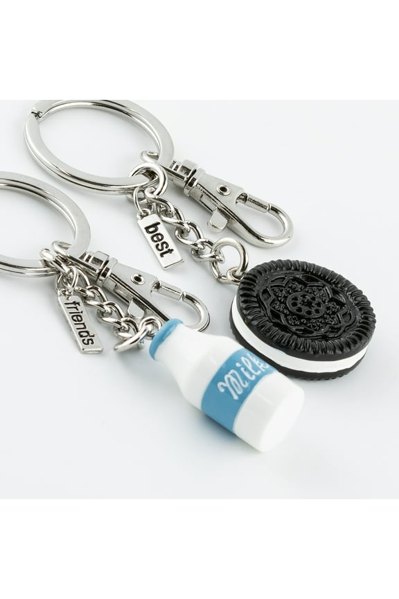 Girls Best Friend Milk & Cookies Best Friends Keychains, Metal and Plastic Charms, 2 Pack