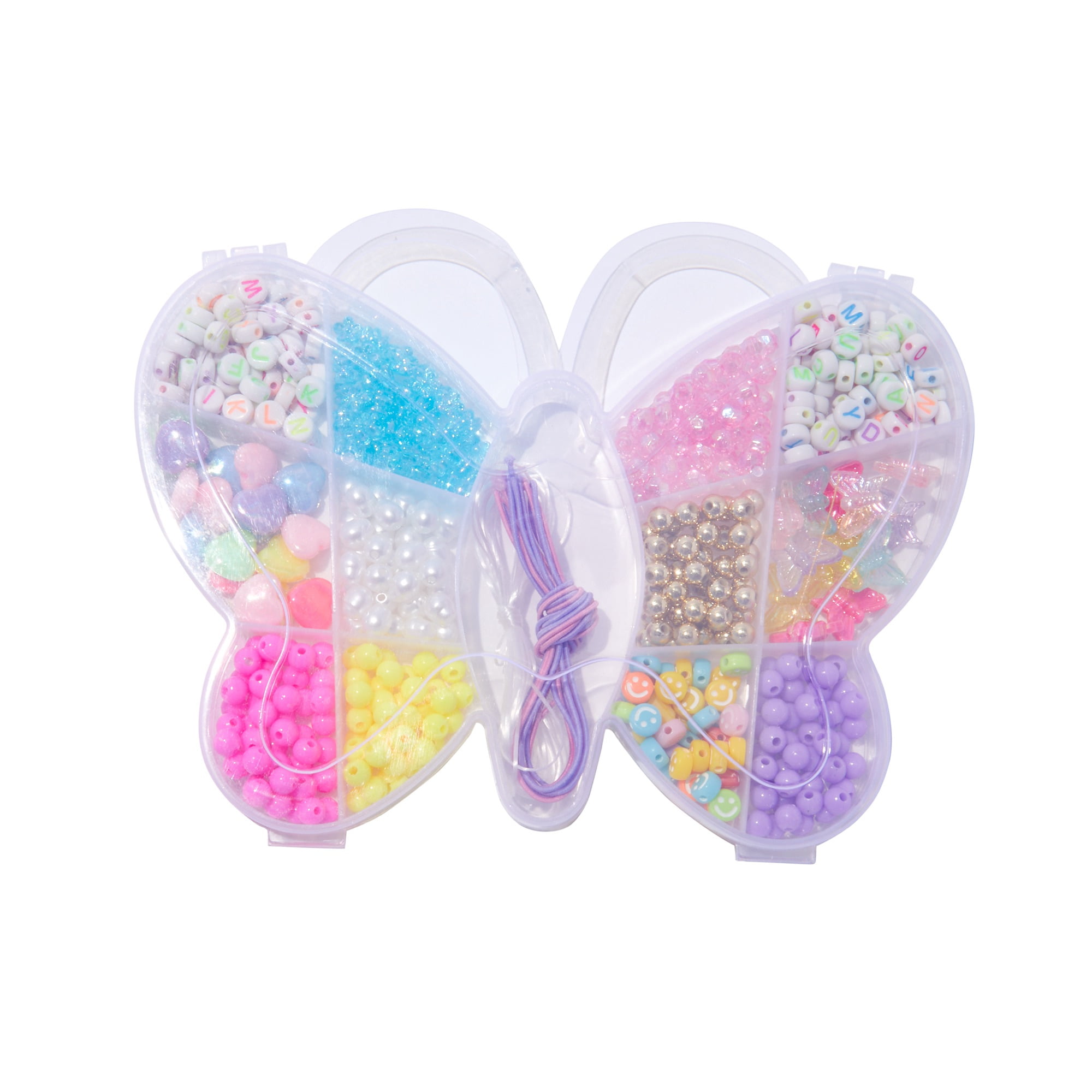 Claire's Children's Rainbow Bead Bracelet & Necklace Making Kit in Butterfly Case