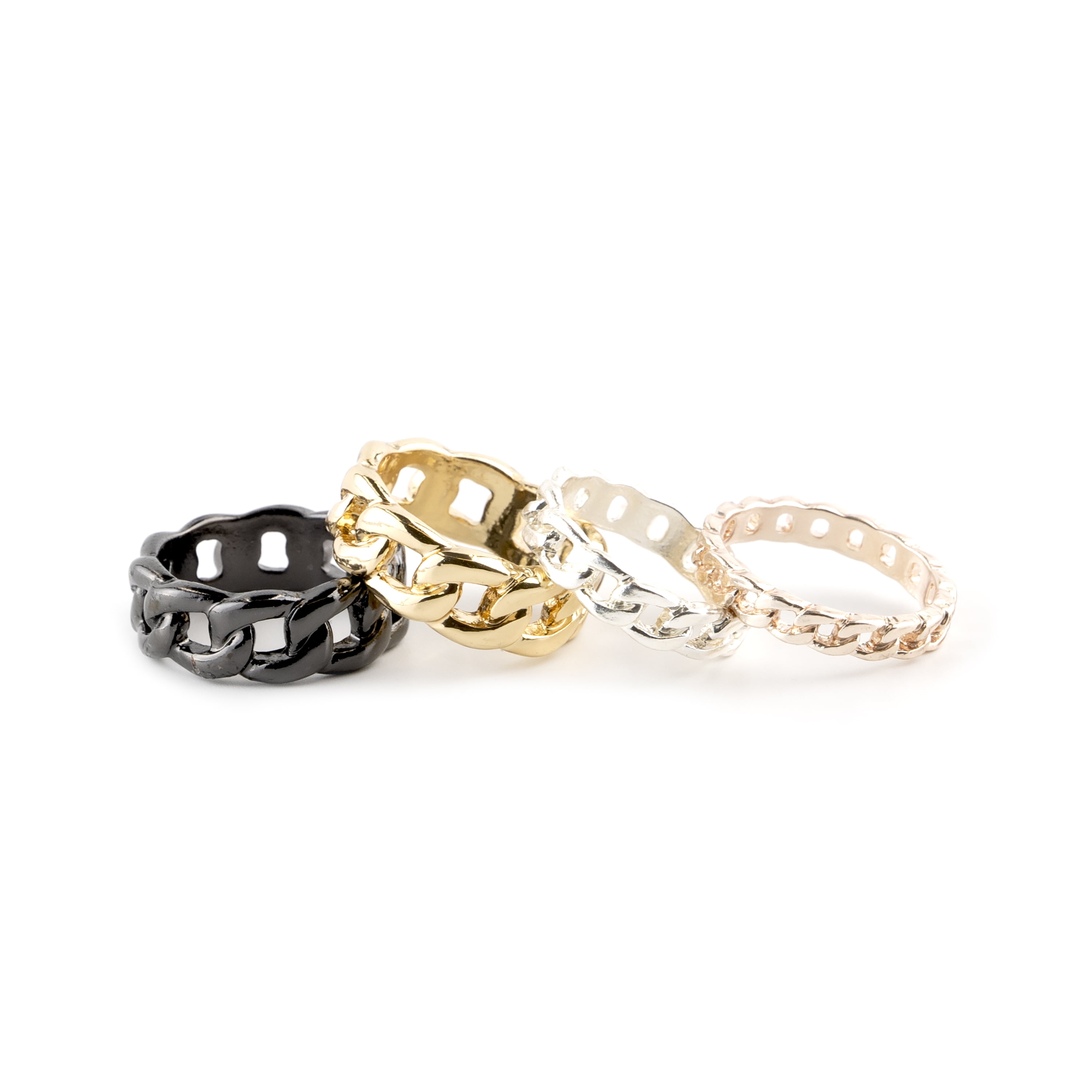 Claire's Girls Chain Band Mixed Metal, Multi-Color, Ring Size 8/9, 8-Pack, 73817