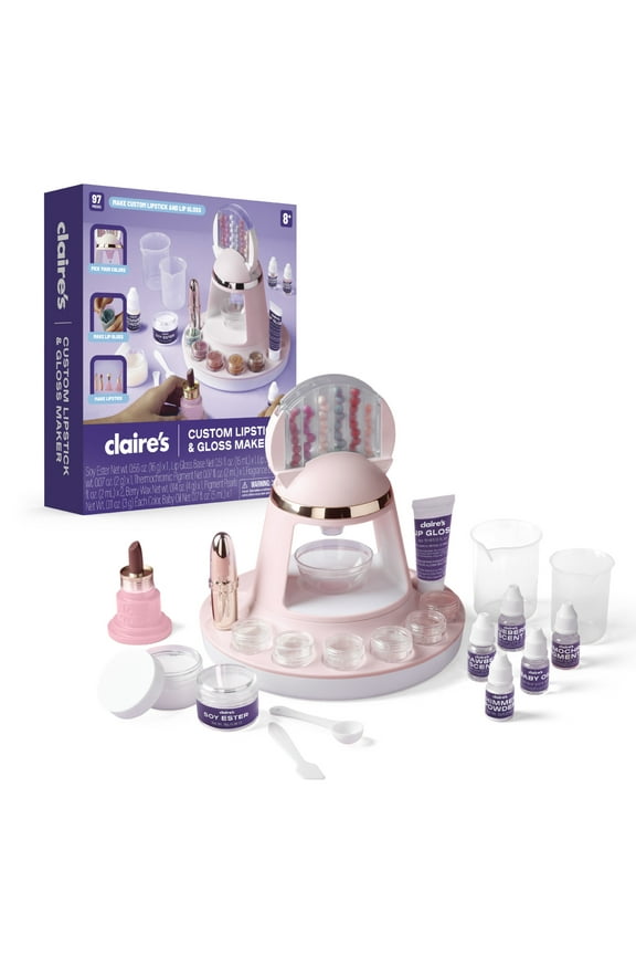 Claire’s® Custom Lipstick & Gloss Maker, DIY Makeup Kit, Cosmetic Making, Lip Gloss for Teens & Girls