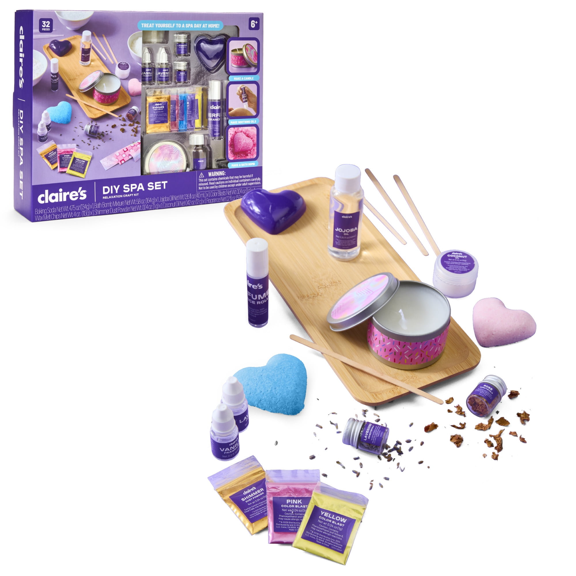 Claires DIY Spa Relaxation Craft Kit, Kids Spa Kit, Bath Bomb Making Set, Self-Care Arts & Crafts