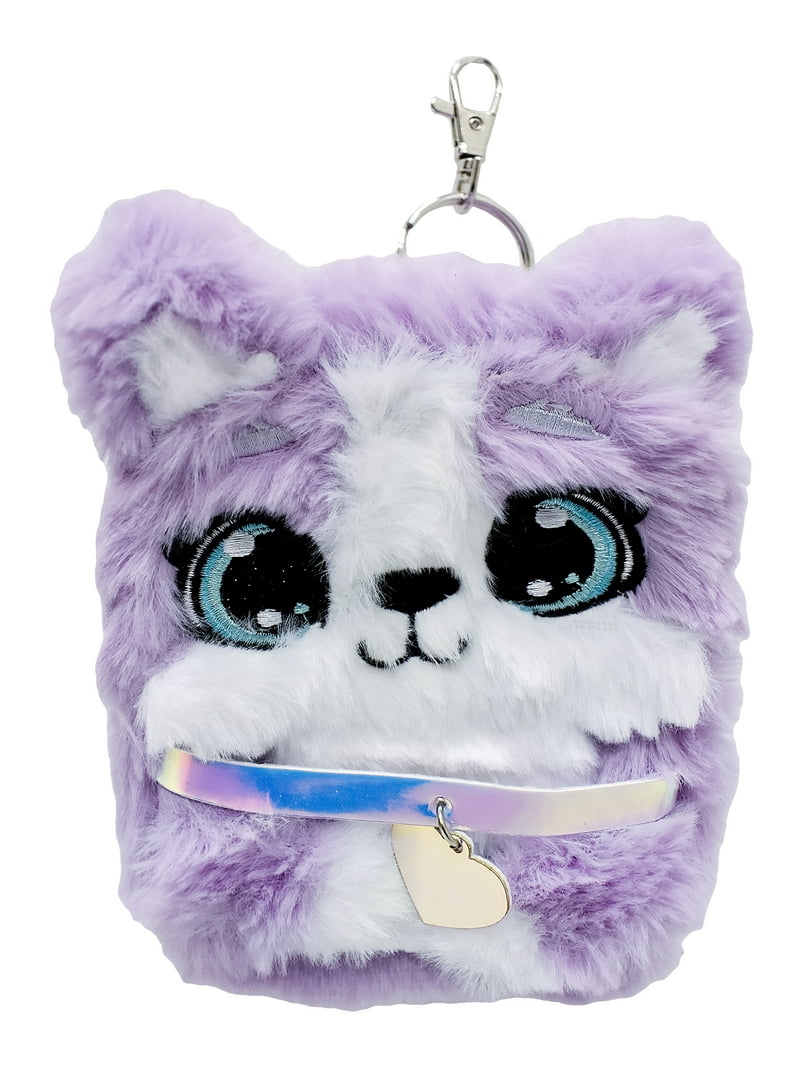 Claire's Girls Fuzzy Purple Dog Mini Backpack Keychain Bag Kids