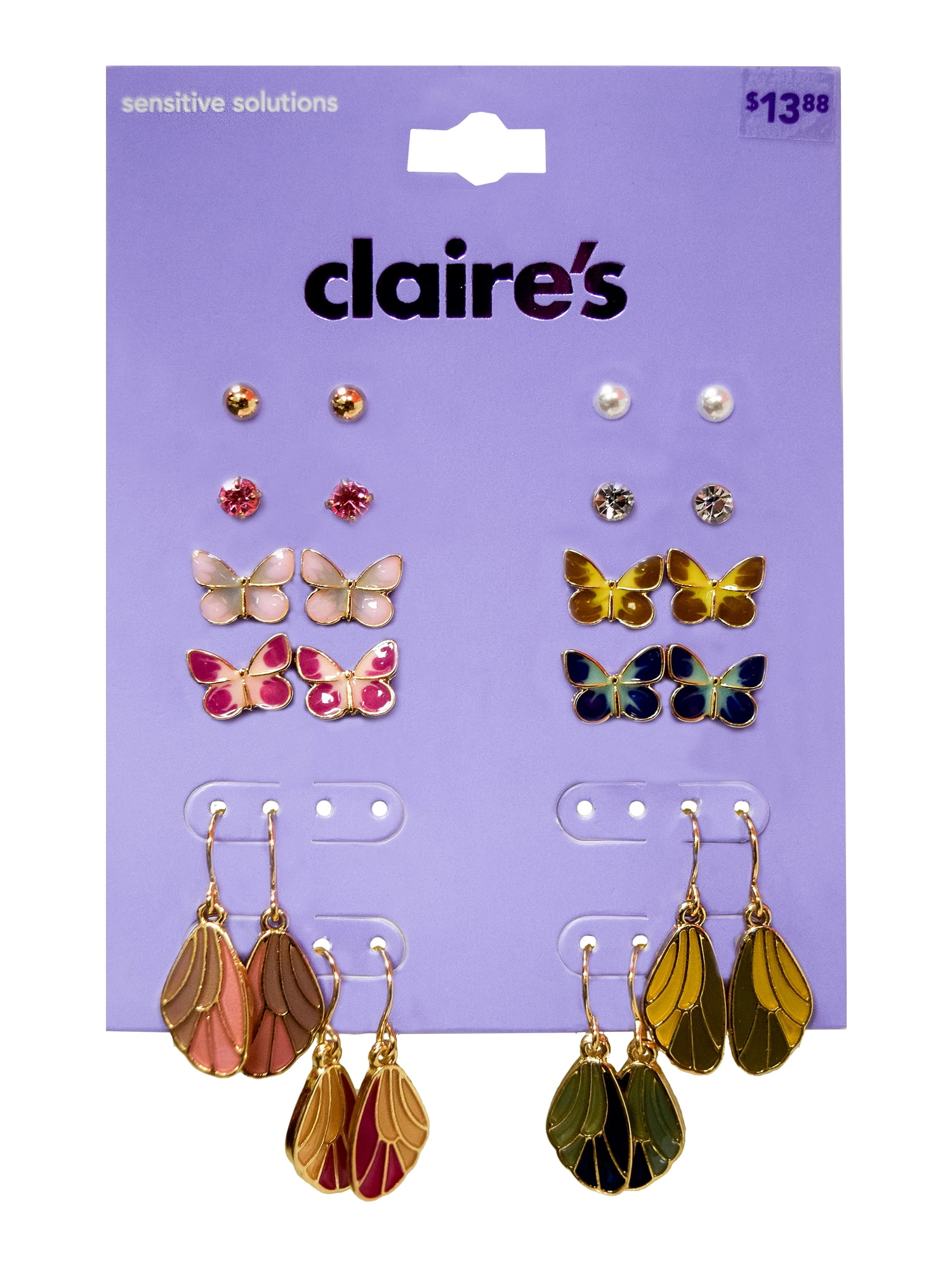 Claire's Girls 12 Pairs of Earrings Choose Butterflies & Wings or Flowers
