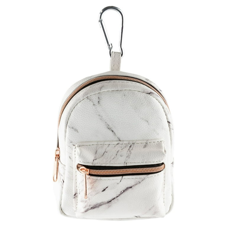 Claire's Girls Marble Mini Backpack Keychain, White, 91295, Girl's, Size: One Size