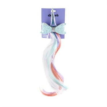 Claire's Girls Multi-Color Pastel Unicorn Clip-in Faux Hair Barrette Pin, Children's