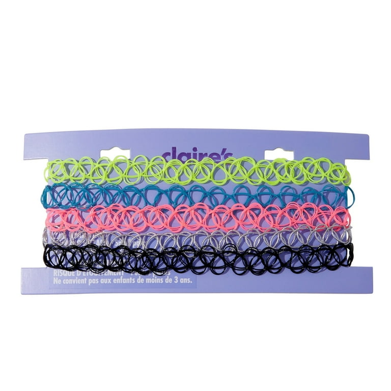 Claire's Kids Neon Choker Necklace Set, 5-Pack, Multi-Color