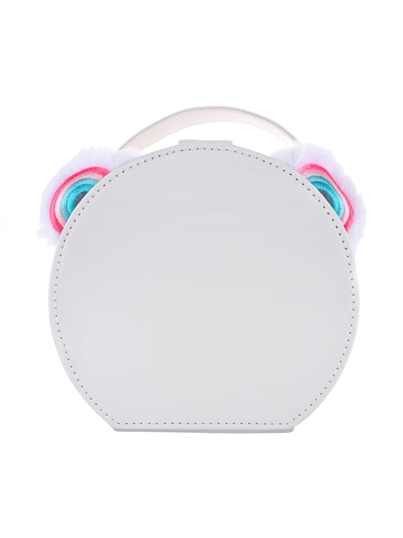 Girls Rainbow Bear Jewelry Case with Dividers and Carrying Handle, Polyurethane