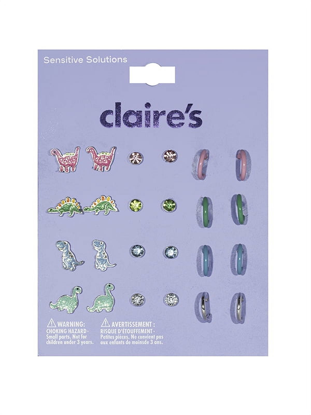 CLAIRE'S Girls Rainbow Dinosaur Stud Earrings Set, 12 Pairs, Children's