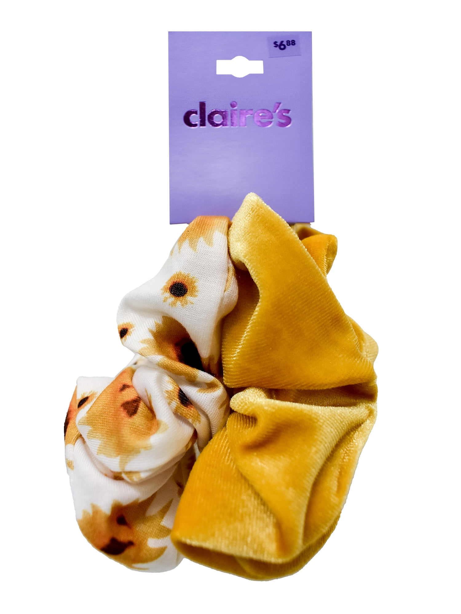 Claires Girls Sunflower Velvet Yellow Scrunchie Set 